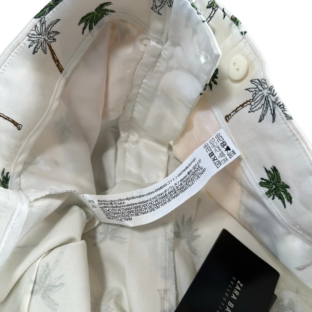 Zara Tropical Palm Tree High Waisted Belted Shorts Size S - Picture 8 of 8